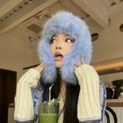 Fuzzy Ushanka with Solid Color Design - Image 6