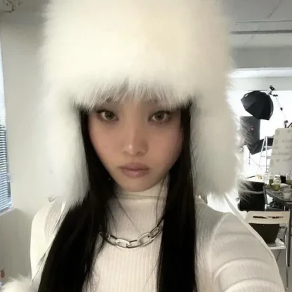 Fuzzy Ushanka with Solid Color Design - Image 3