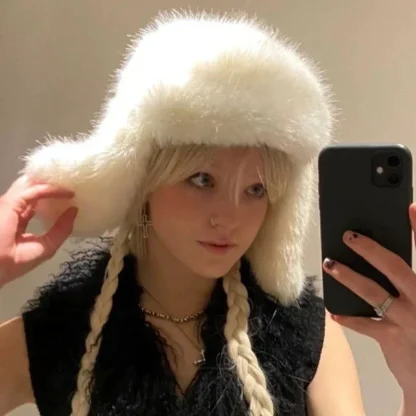 Fuzzy Ushanka with Solid Color Design - Image 2