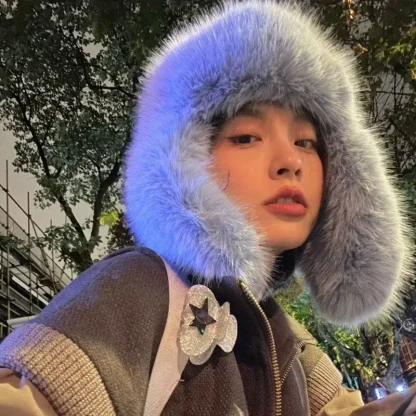 Fuzzy Ushanka with Solid Color Design - Image 4