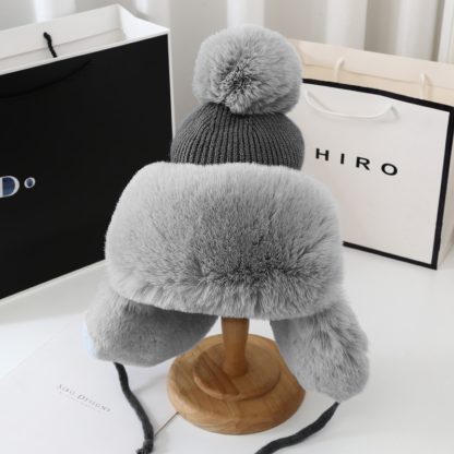 Solid Color Trapper Hat with Fuzzy Design