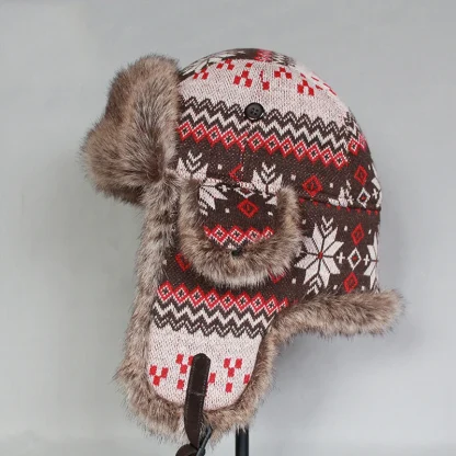 Thick Trapper Hat with Tribal Pattern - Image 4