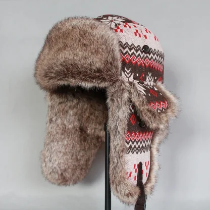 Thick Trapper Hat with Tribal Pattern