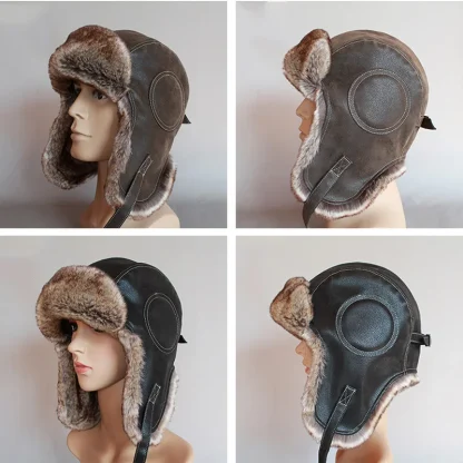 Faux Leather Aviator Hat with Buckled Ear Flaps - Image 8