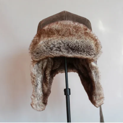 Faux Leather Aviator Hat with Buckled Ear Flaps - Image 3