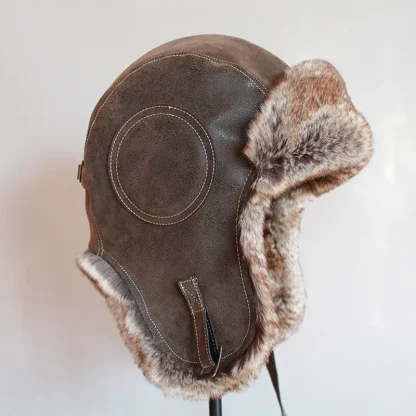 Faux Leather Aviator Hat with Buckled Ear Flaps - Image 5