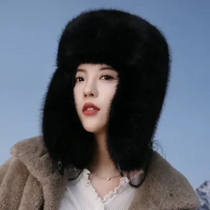 Faux Fur Trapper Hat with Foldable Ear Flaps - Image 2