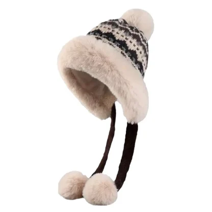 Fluffy Thick Trapper Hat with Pompom - Image 9