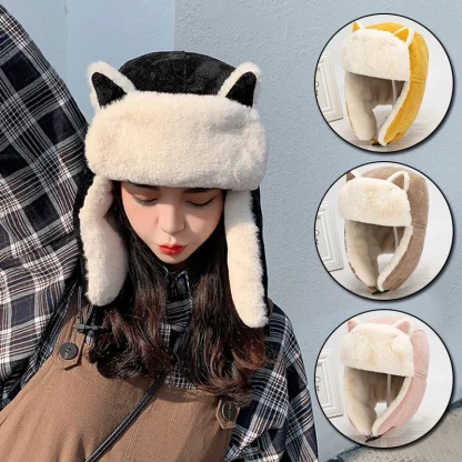 Thicken Trapper Hat with Cat Ears Design - Image 15