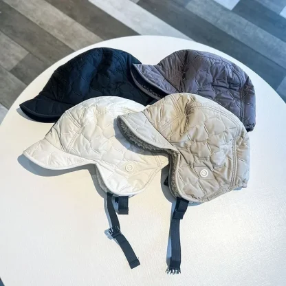 Reversible Quilted Aviator Hat with Brim - Image 3