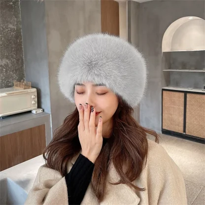 Modern Plush Faux Fur Brimless Aviator Hat - Image 9