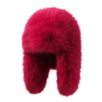 Faux Fur Ushanka with Solid Color Design - Image 4