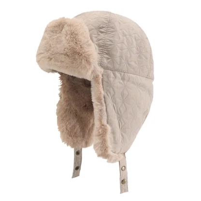 Thick Warm Aviator Hat with Snap Button