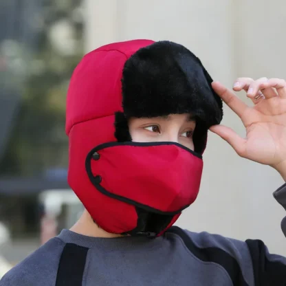 Casual Warm Aviator Hat with Mask - Image 2