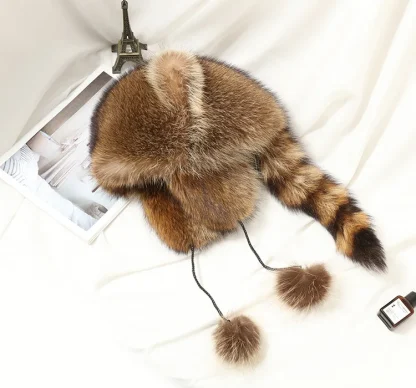 Raccoon Design Ushanka with Faux Fur - Image 3