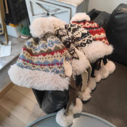 Fluffy Thick Trapper Hat with Pompom - Image 5