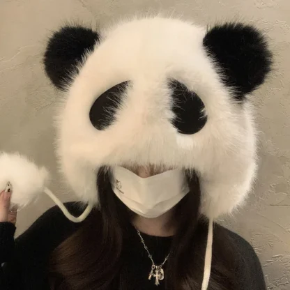Soft Cute Panda Design Trapper Hats