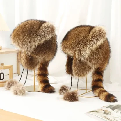 Raccoon Design Ushanka with Faux Fur - Image 7