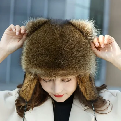 Raccoon Design Ushanka with Faux Fur - Image 11