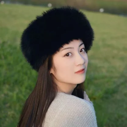 Flat Top Brimless Ushanka with Plush Faux Fur - Image 8