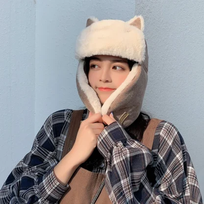 Thicken Trapper Hat with Cat Ears Design - Image 2