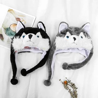 Cute Plush Wolf Aviator Hat with Ear Flaps - Image 4