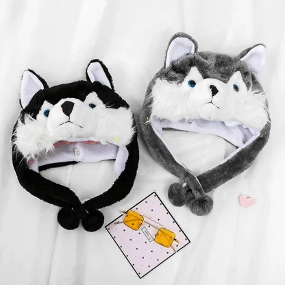 Cute Plush Wolf Aviator Hat with Ear Flaps - Image 3