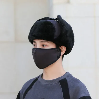 Casual Warm Aviator Hat with Mask - Image 5