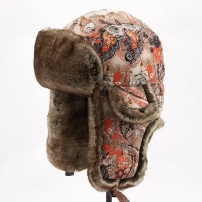 Soft Cozy Ushanka with Floral Print