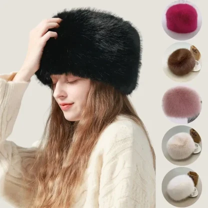 Modern Plush Faux Fur Brimless Aviator Hat - Image 2