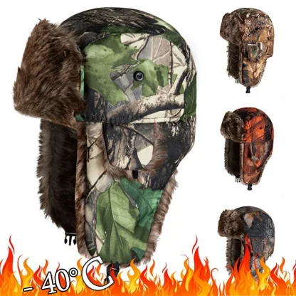 Camo Print Trapper Hat with Ear Flaps - Image 8