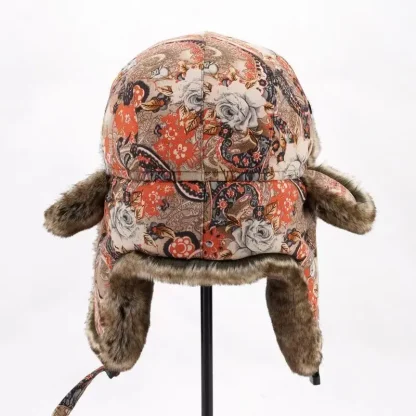 Soft Cozy Ushanka with Floral Print - Image 4