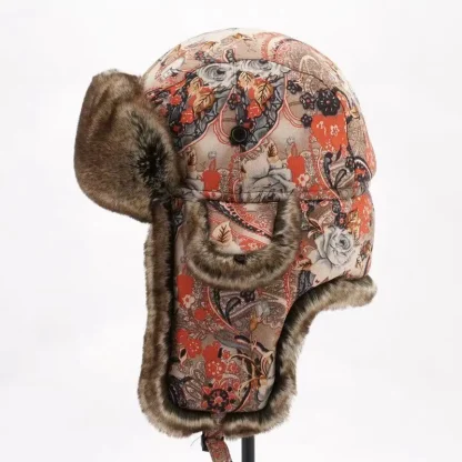 Soft Cozy Ushanka with Floral Print - Image 3