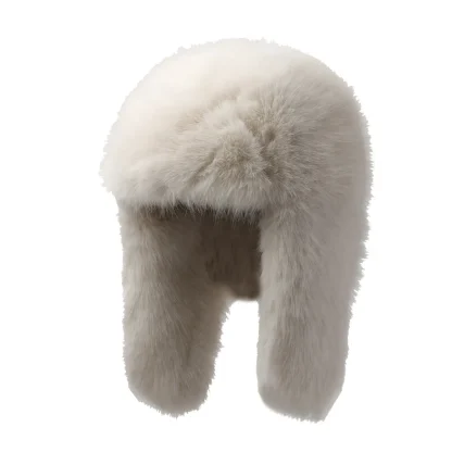 Faux Fur Ushanka with Solid Color Design - Image 6