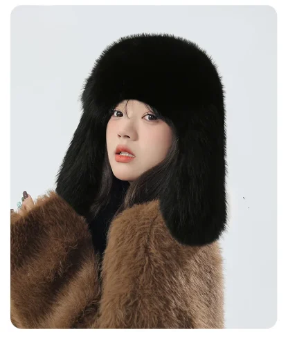 Faux Fur Ushanka with Solid Color Design - Image 10