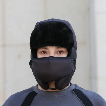 Casual Warm Aviator Hat with Mask - Image 4