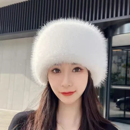 Flat Top Brimless Ushanka with Plush Faux Fur - Image 3