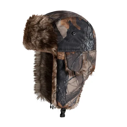 Camo Print Trapper Hat with Ear Flaps
