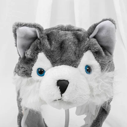 Cute Plush Wolf Aviator Hat with Ear Flaps - Image 7