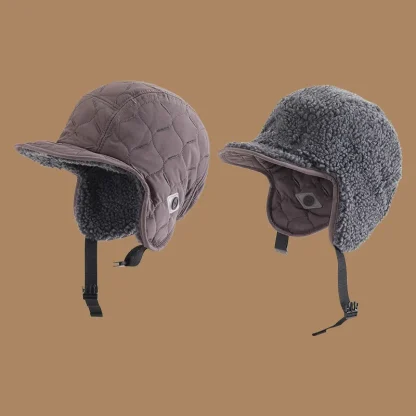 Reversible Quilted Aviator Hat with Brim - Image 8