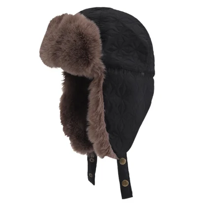Thick Warm Aviator Hat with Snap Button - Image 3