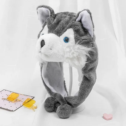 Cute Plush Wolf Aviator Hat with Ear Flaps