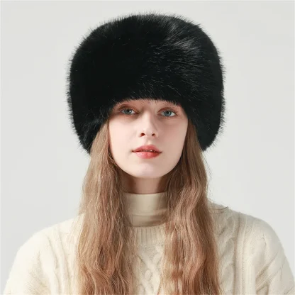 Modern Plush Faux Fur Brimless Aviator Hat - Image 3