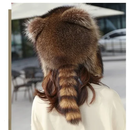 Raccoon Design Ushanka with Faux Fur - Image 13