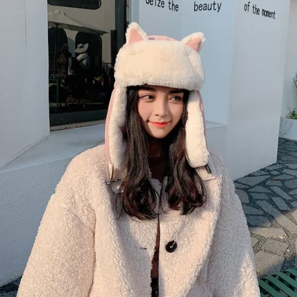 Thicken Trapper Hat with Cat Ears Design - Image 3