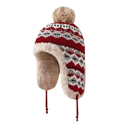 Fluffy Thick Trapper Hat with Pompom - Image 10