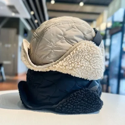 Reversible Quilted Aviator Hat with Brim - Image 4