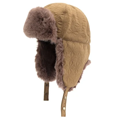 Thick Warm Aviator Hat with Snap Button - Image 2