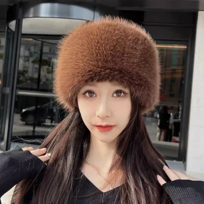 Flat Top Brimless Ushanka with Plush Faux Fur - Image 9