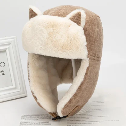 Thicken Trapper Hat with Cat Ears Design